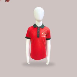 Mahaveer Uniforms - Red School Uniform T-Shirt with Collar